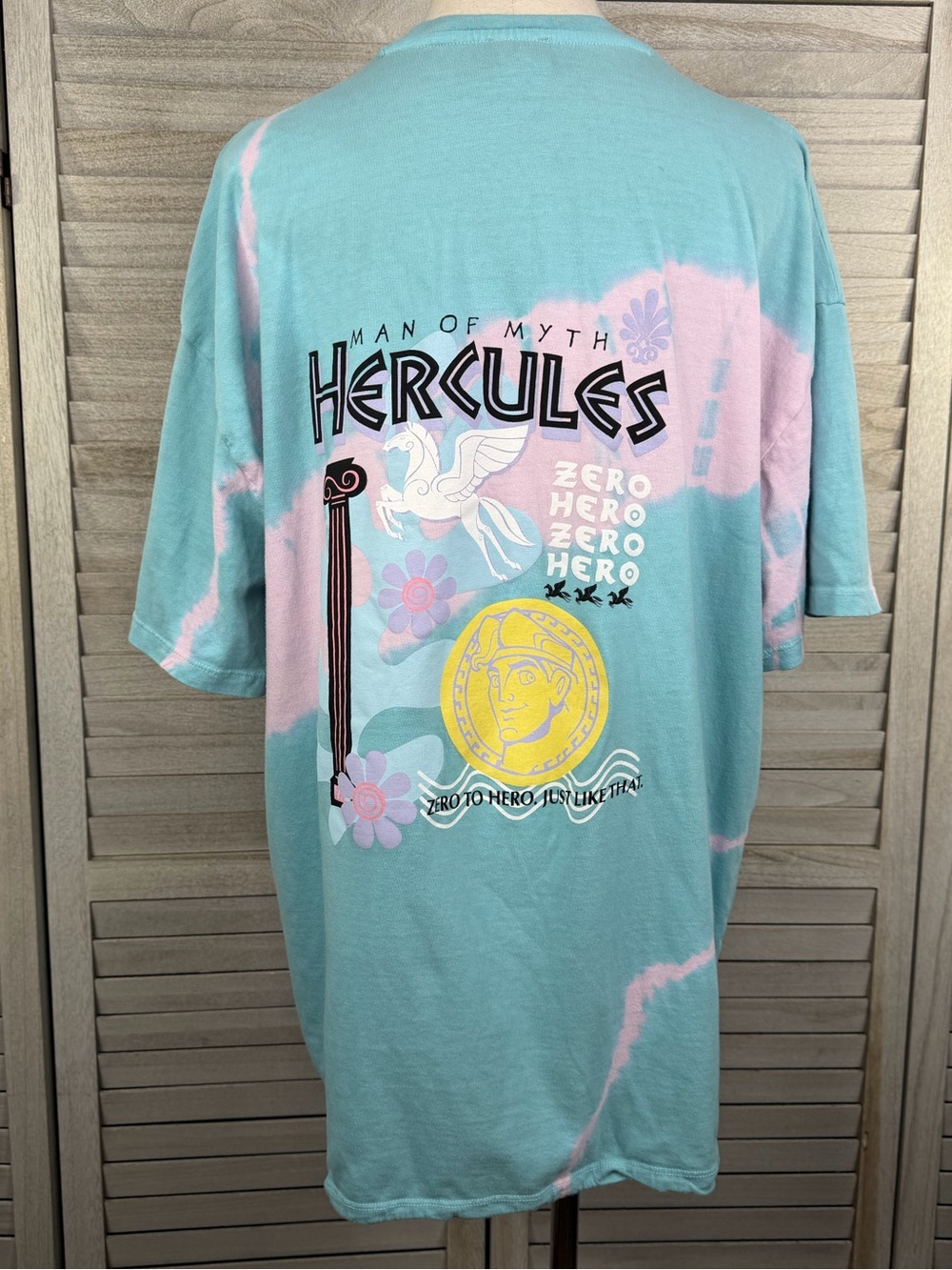 DISNEY X SKINNY DIP Oversized Hercules Tie Dye T-Shirt Pink/Blue-Medium